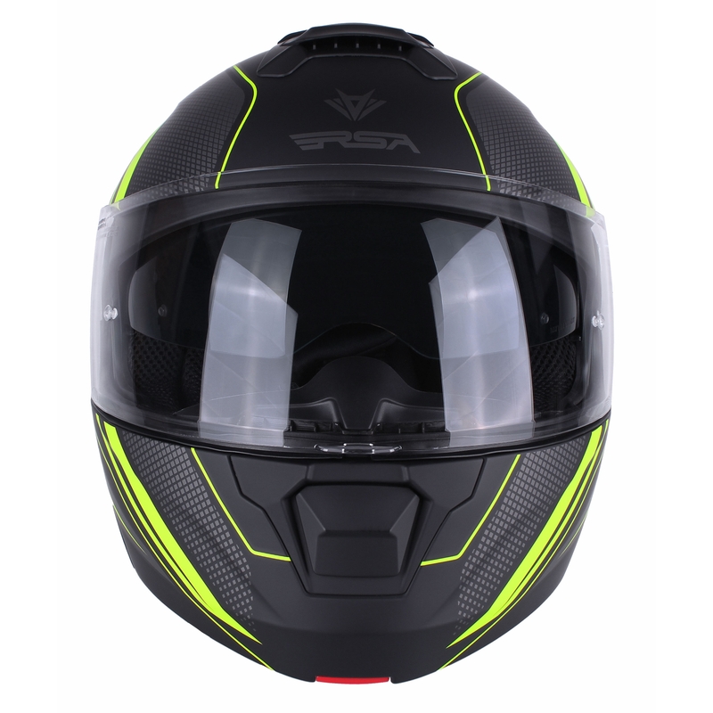 Szczękowy kask motocyklowy RSA Rival czarno-siwo-fluo-żółta