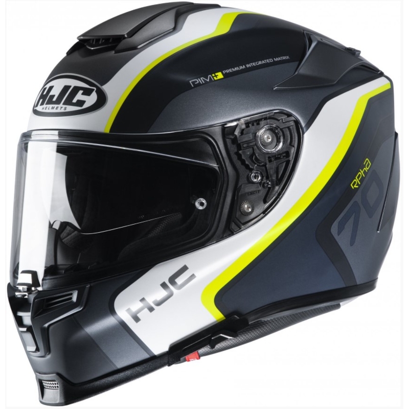 Integralny kask motocyklow HJC RPHA 70 Kroon MC4HSF siwo-biało-żółta