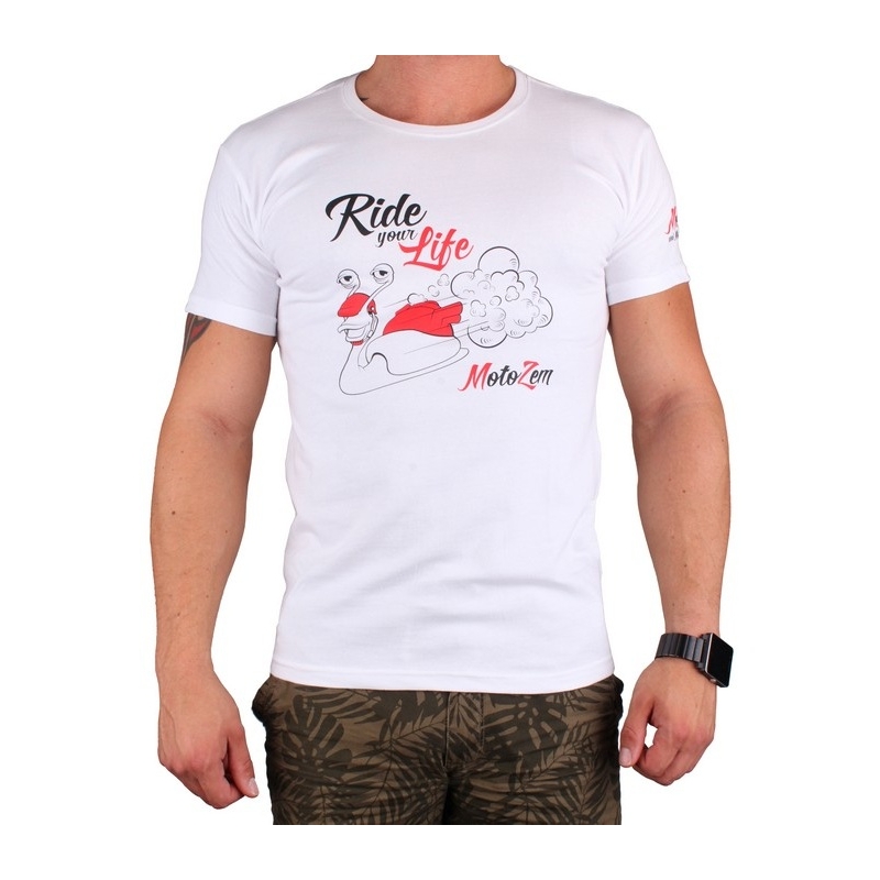 Koszulka z motywem MotoZem Ride your life biała wyprzedaż