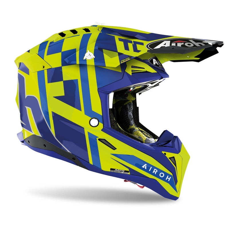 Kask motocrossowy Airoh Aviator 3.0 TC21 2022 niebiesko-fluo żółty połysk wyprzedaż