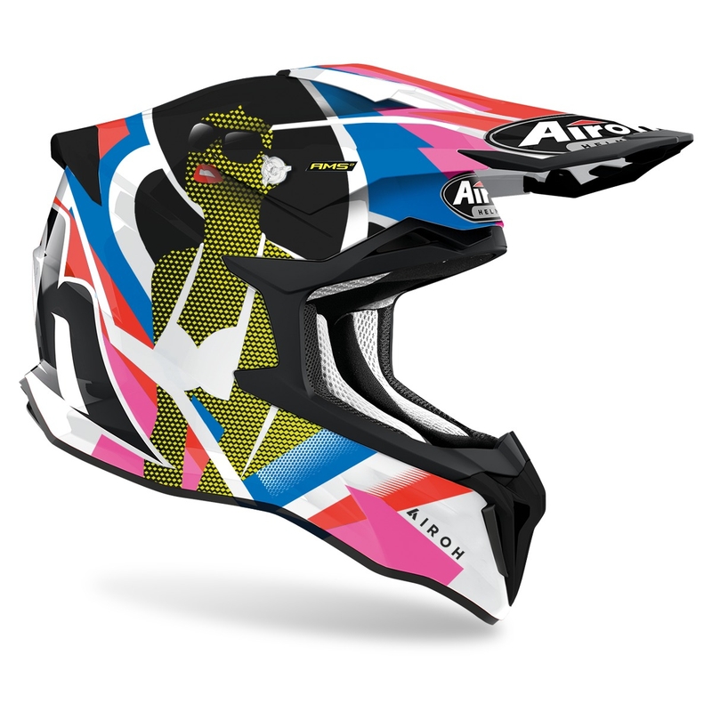 Kask motocrossowy Airoh Strycker View 2022 niebiesko-różowo-biały błyszczący