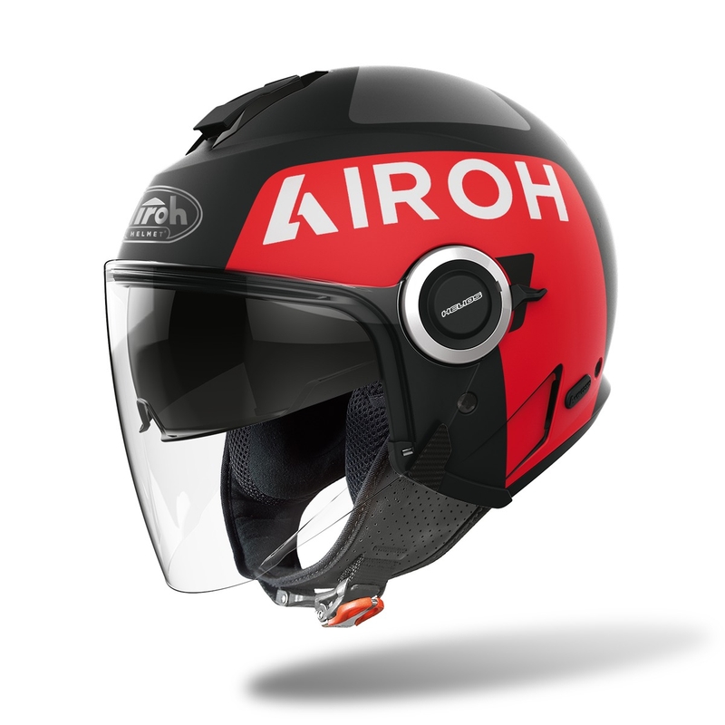 Kask motocyklowy otwarty Airoh Helios Up 2022 czerwono-czarny