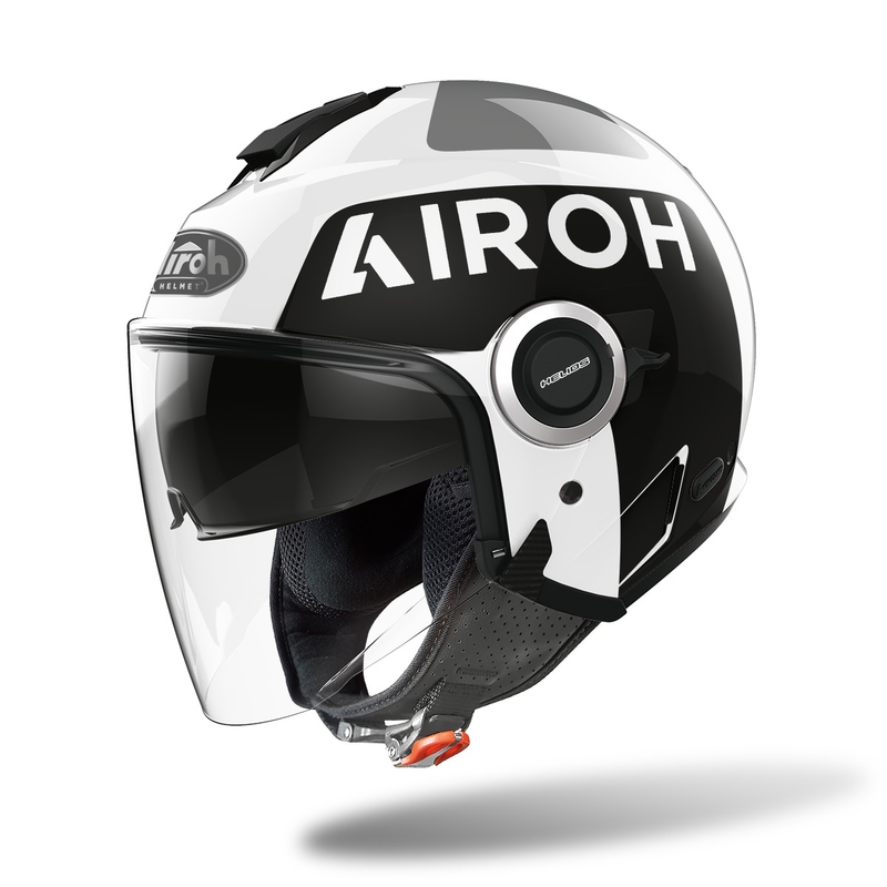 Kask motocyklowy otwarty Airoh Helios Up 2022 czarno-biały