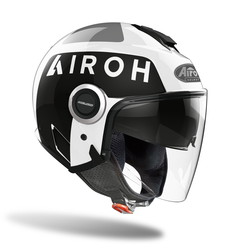 Kask motocyklowy otwarty Airoh Helios Up 2022 czarno-biały