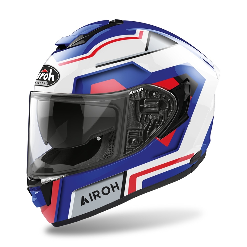 Integralny kask motocyklowy Airoh ST.501 Square 2022 czerwono-niebieski błyszczący wyprzedaż