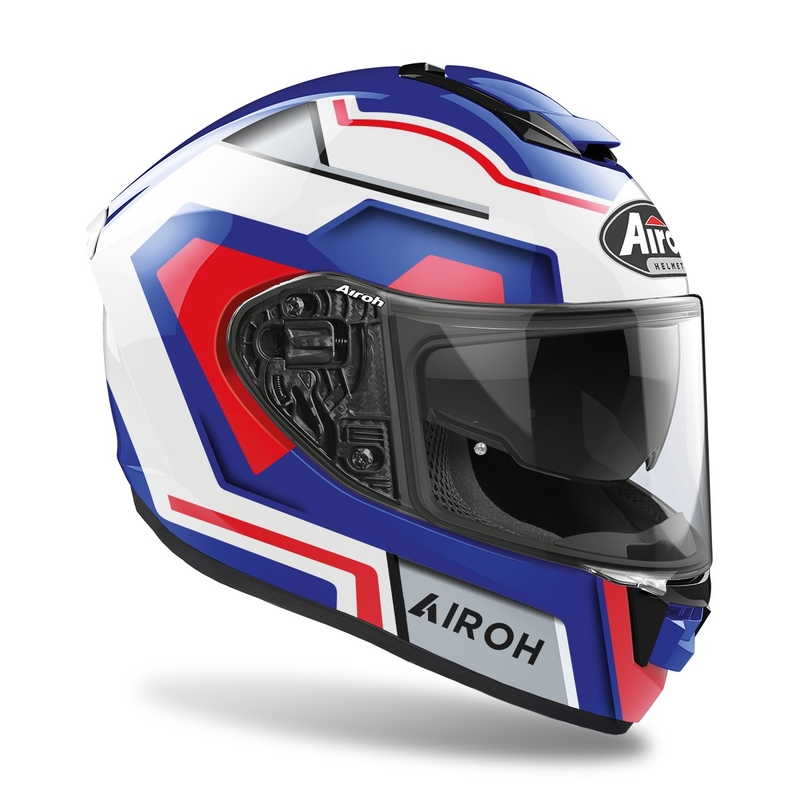 Integralny kask motocyklowy Airoh ST.501 Square 2022 czerwono-niebieski błyszczący wyprzedaż