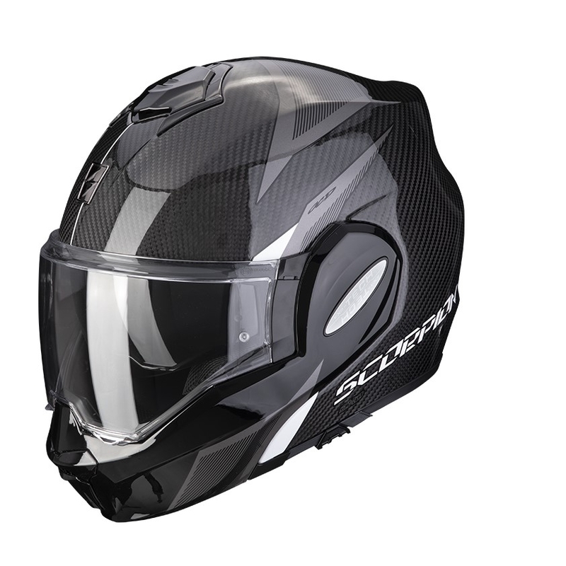 Kask szczękowy Scorpion EXO-TECH Carbon Top czarno biały