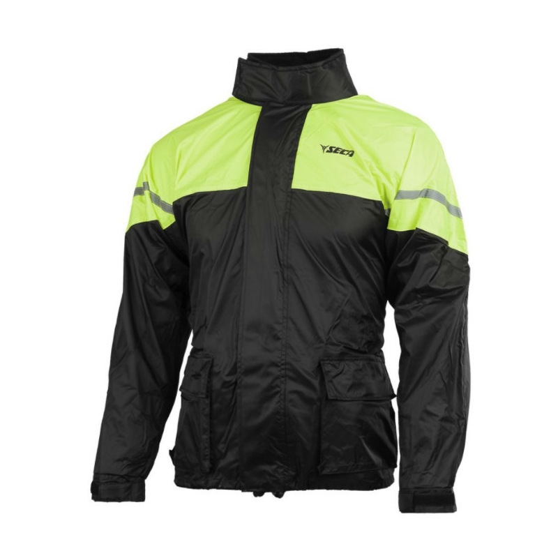 SECA Rain czarna-fluo żółta motocyklowa kurtka przeciwdeszczowa wyprzedaż