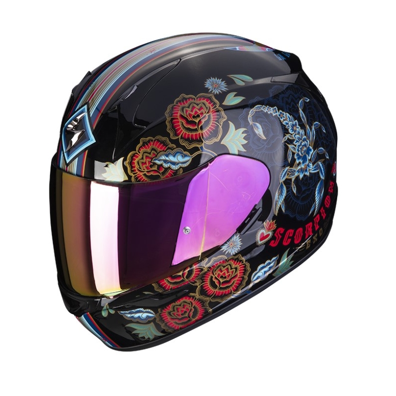 Integralny kask motocyklowy SCORPION EXO-390 CHICA II black-blue-pink