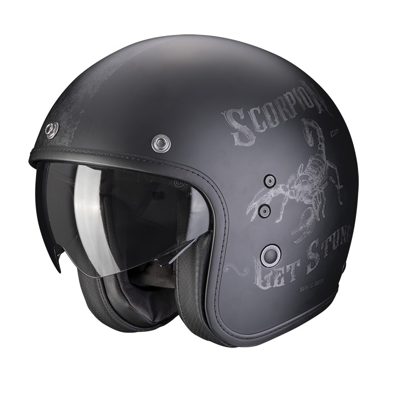 Kask otwarty SCORPION BELFAST EVO PIQUE matt black-silver wyprzedaż