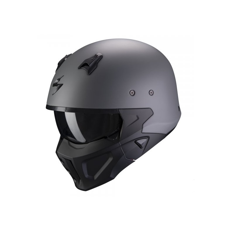 Otwarty hełm z maską SCORPION COVERT-X solidny matowy cementowo-szary