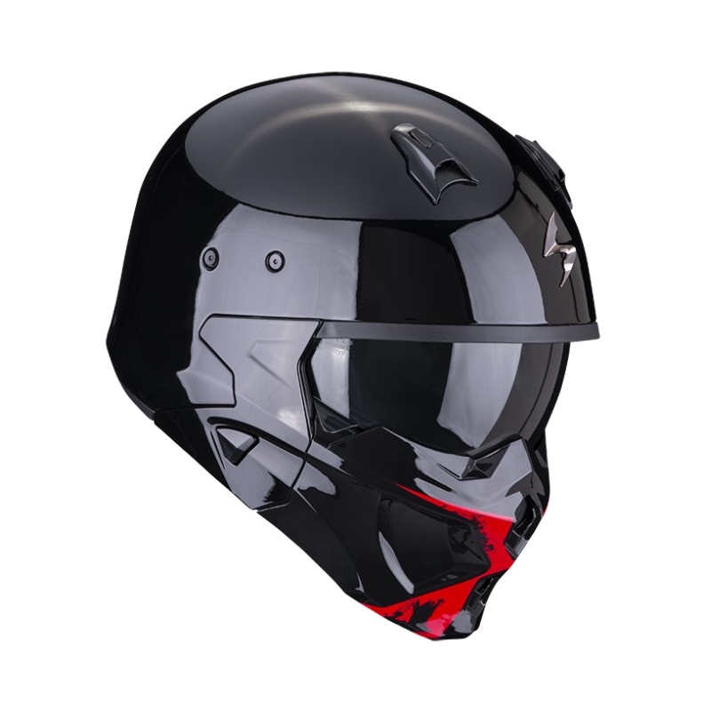 Otwarty hełm z maską SCORPION COVERT-X TANKER czarno-czerwony