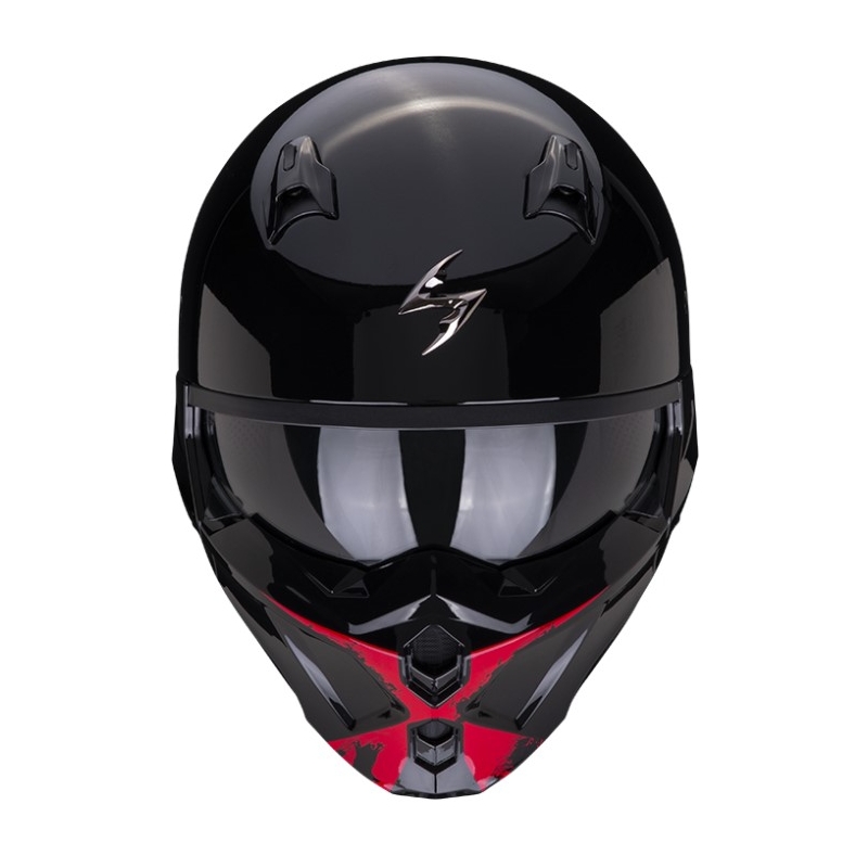 Otwarty hełm z maską SCORPION COVERT-X TANKER czarno-czerwony