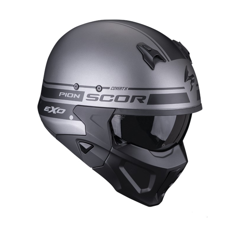 Otwarty hełm z maską SCORPION COVERT-X TUSSLE matt silver-black