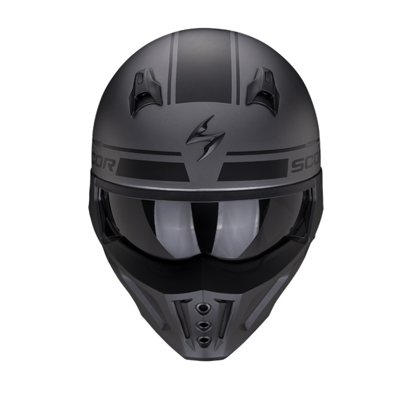Otwarty hełm z maską SCORPION COVERT-X TUSSLE matt silver-black