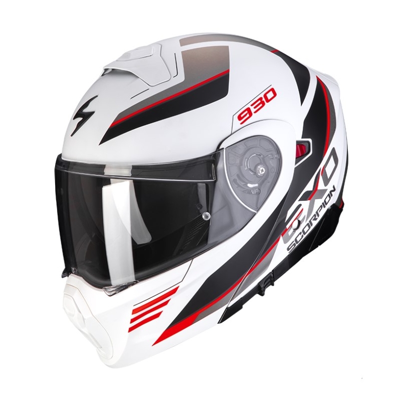 Kask motocyklowy Scorpion EXO-930 NAVIG matowy biało-czarno-czerwony