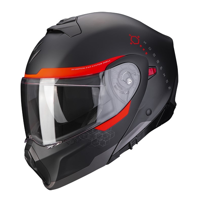 Kask motocyklowy Scorpion EXO-930 SHOT matowy czarno-czerwony