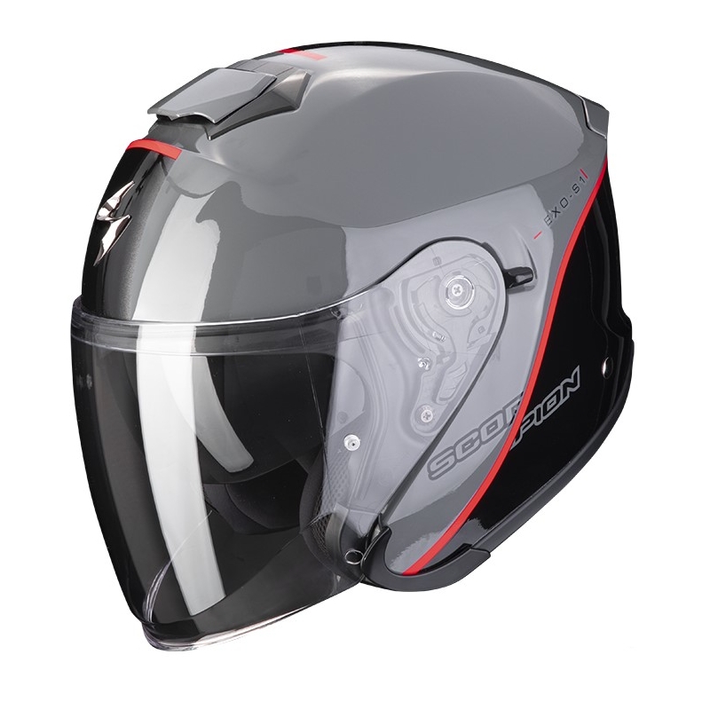 Kask otwarty Scorpion EXO-S1 ESSENCE cementowy szaro-czarno-czerwony