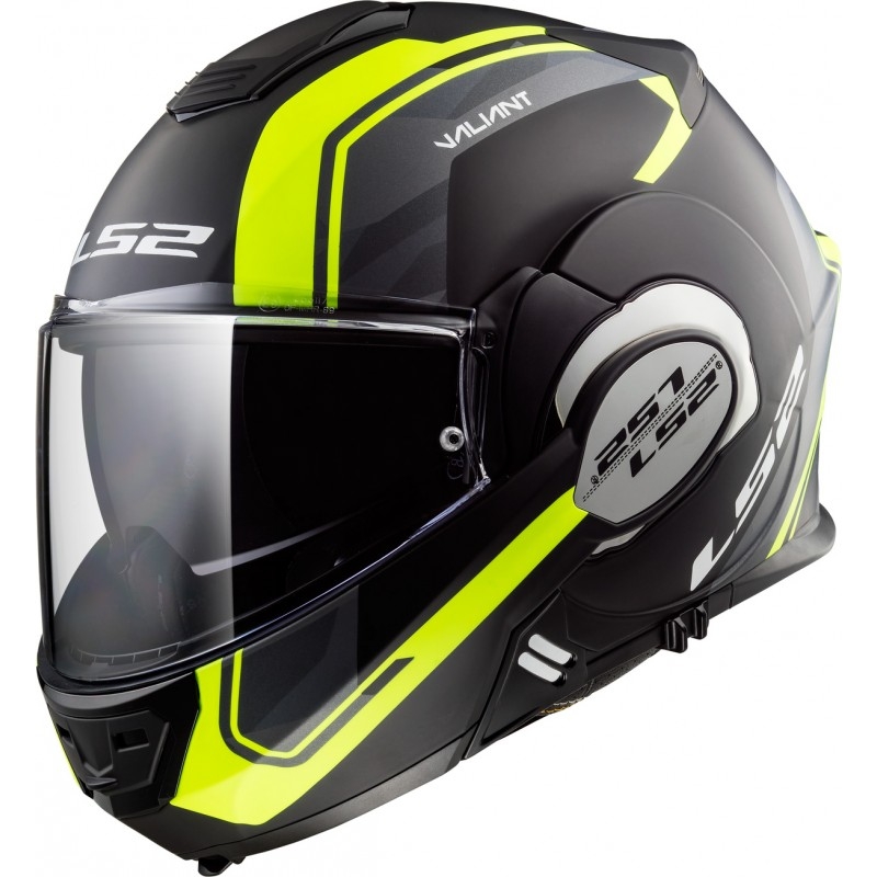 Kask z podnoszoną szczęką LS2 FF399 Valiant Line czarno-fluo żółty - II. jakość