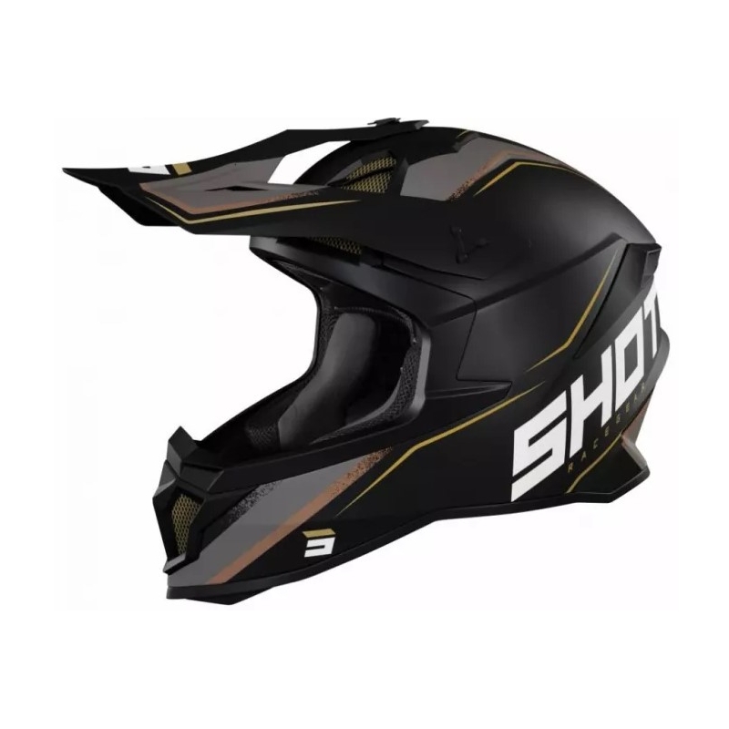 Kask motocrossowy Shot Lite Prism black-gold outlet wyprzedaż