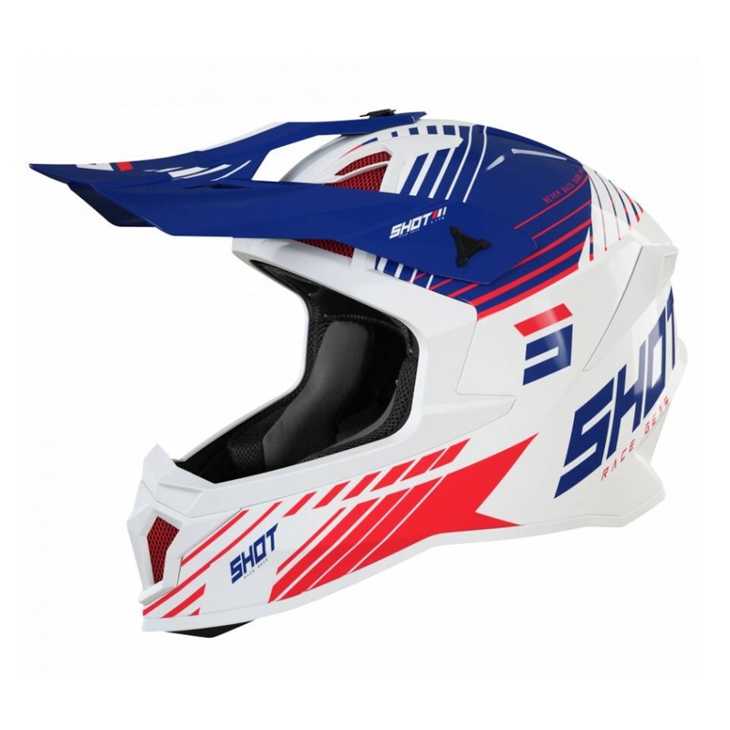 Kask motocrossowy Shot Lite Fury biało-niebiesko-czerwony