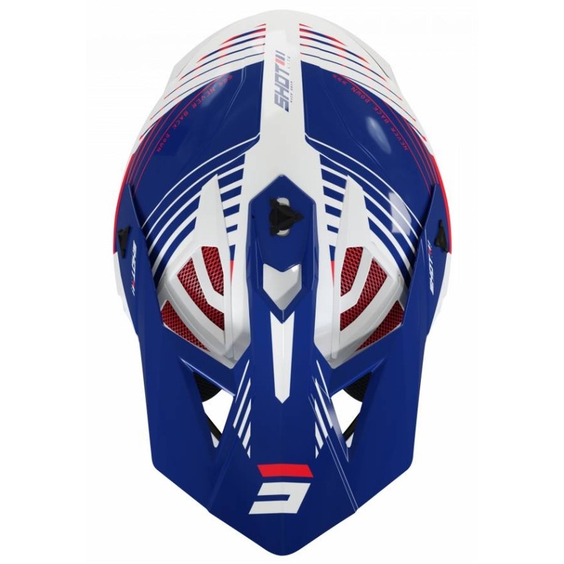Kask motocrossowy Shot Lite Fury biało-niebiesko-czerwony