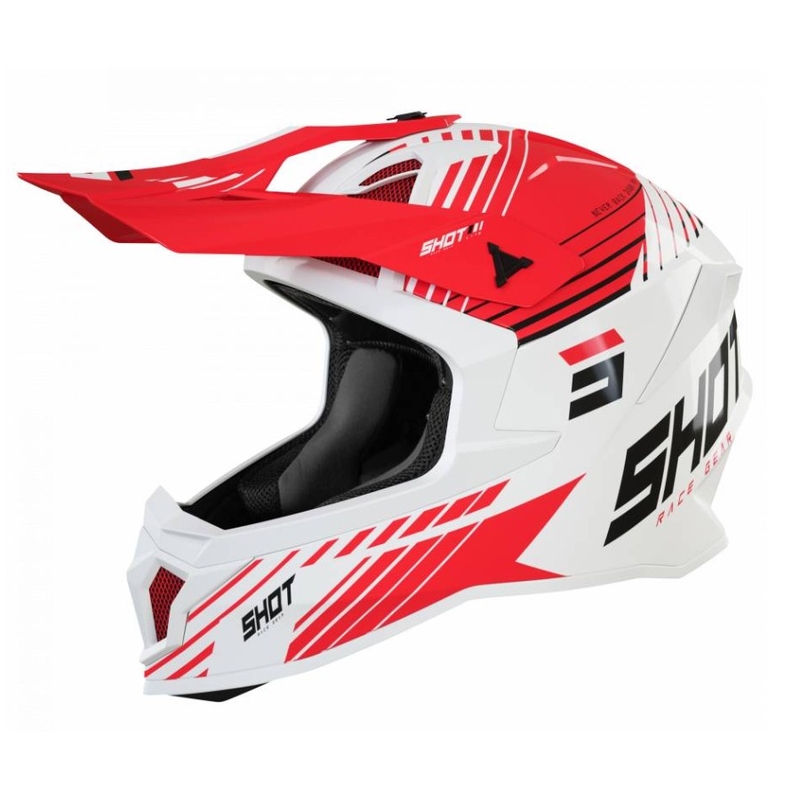 Kask motocrossowy Shot Lite Fury biało-czerwony outlet wyprzedaż