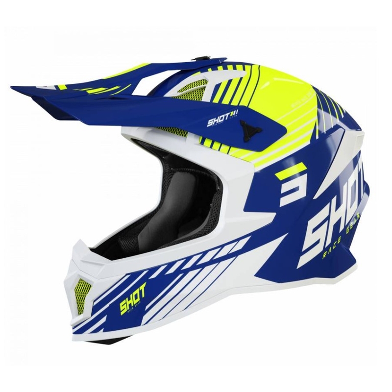 Kask motocrossowy Shot Lite Fury white-blue-fluo yellow wyprzedaż