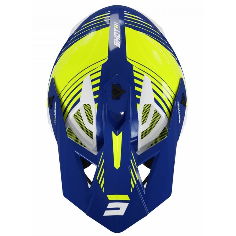 Kask motocrossowy Shot Lite Fury white-blue-fluo yellow wyprzedaż