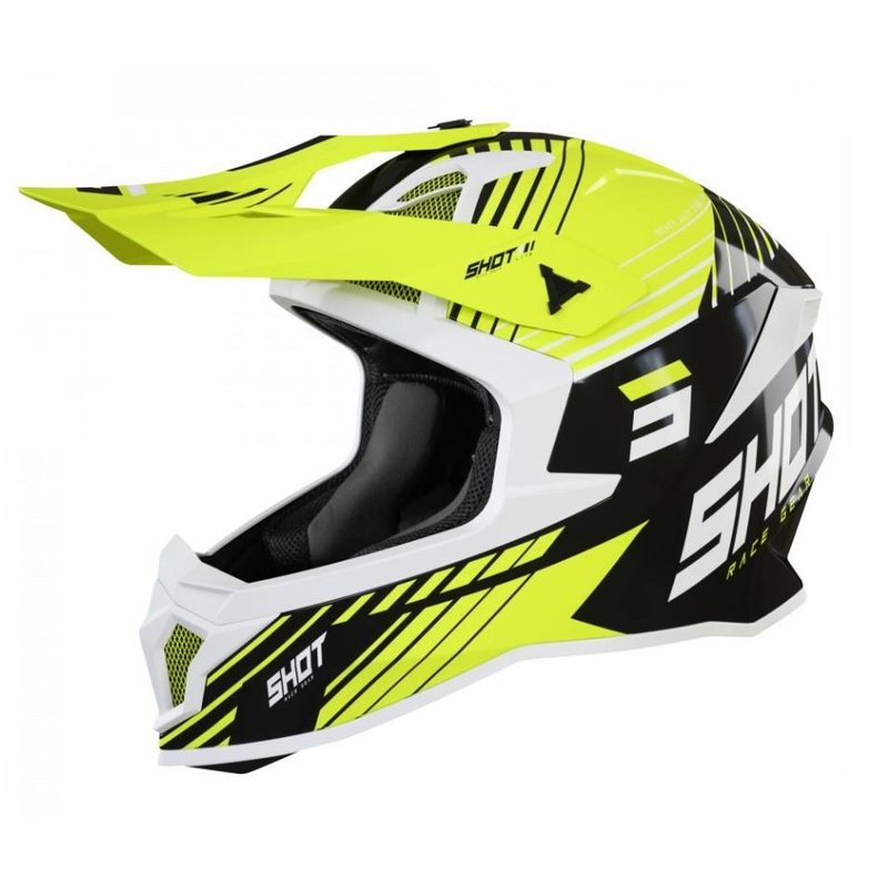 Kask motocrossowy Shot Lite Fury black-white-fluo yellow wyprzedaż