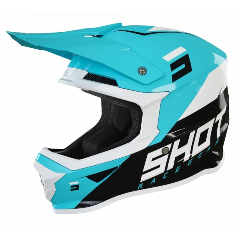 Kask motocrossowy Shot Furious Chase czarno-biało-turkusowy wyprzedaż