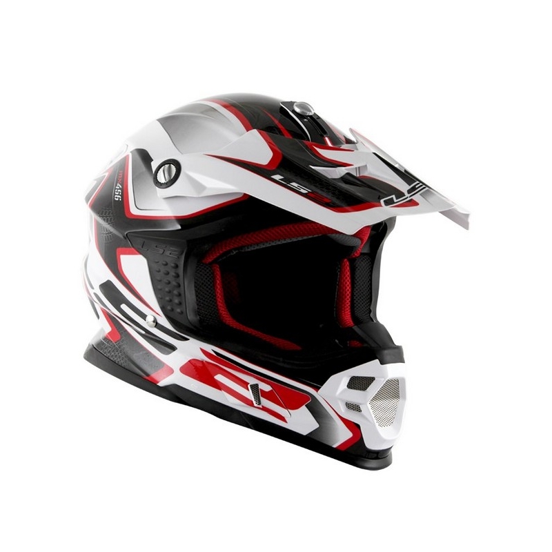 Kask motokrosowy LS2 MX456 Compass biało-czerwony wyprzedaż
