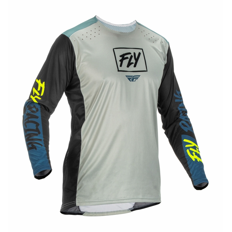 Koszulka motocrossowa FLY Racing Lite 2022 szaro-turkusowa hi-vis wyprzedaż