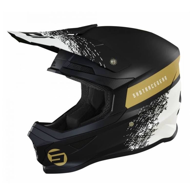 Kask motocrossowy Shot Furious Roll czarno-biało-złoty