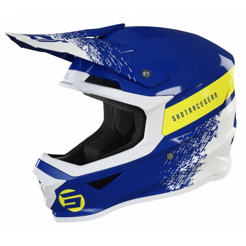 Kask motocrossowy Shot Furious Roll niebieski-biały-żółty