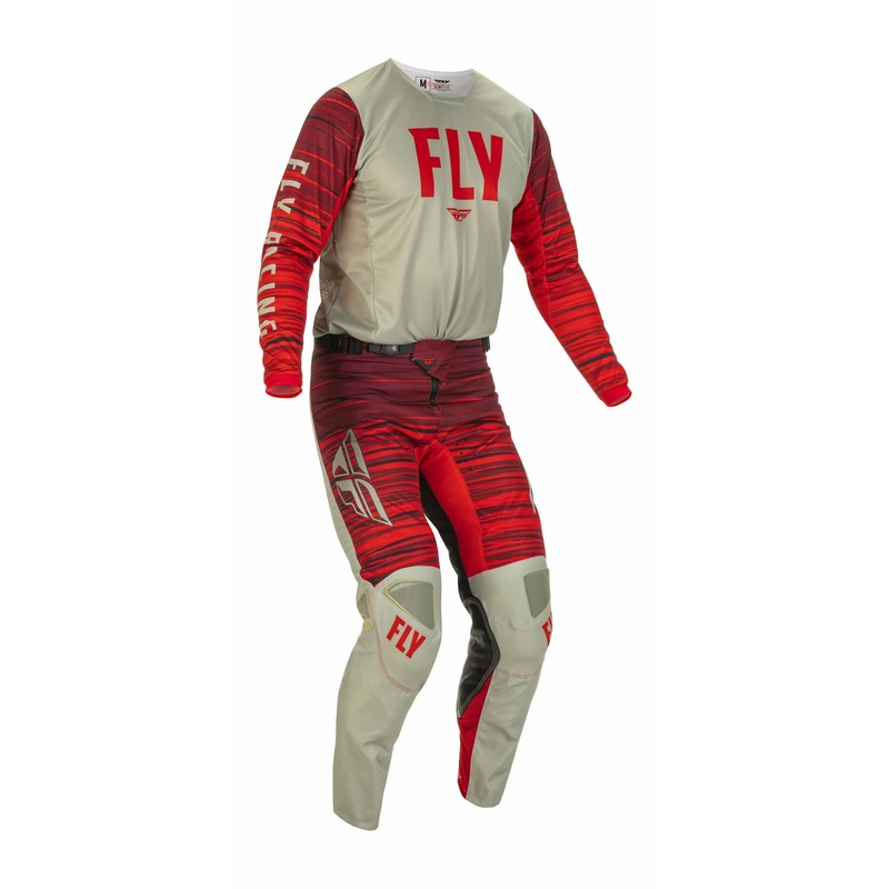 Spodnie motocrossowe FLY Racing Kinetic Wawe 2022 szare i czerwone