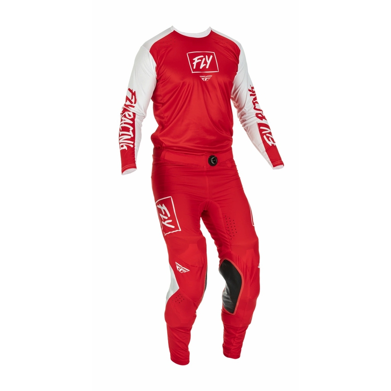 Spodnie motocrossowe FLY Racing Lite 2022 biało-czerwone