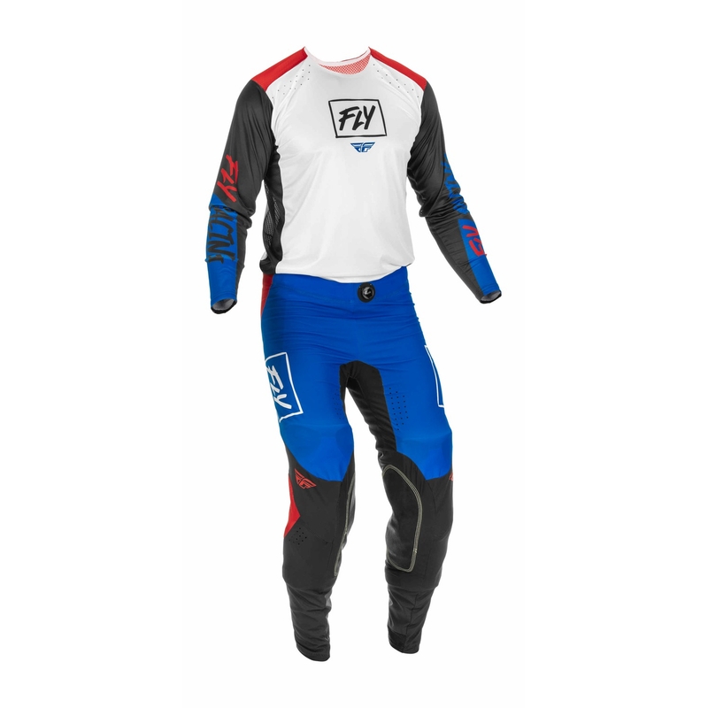 Spodnie motocrossowe FLY Racing Lite 2022 czerwono-czarno-niebieskie