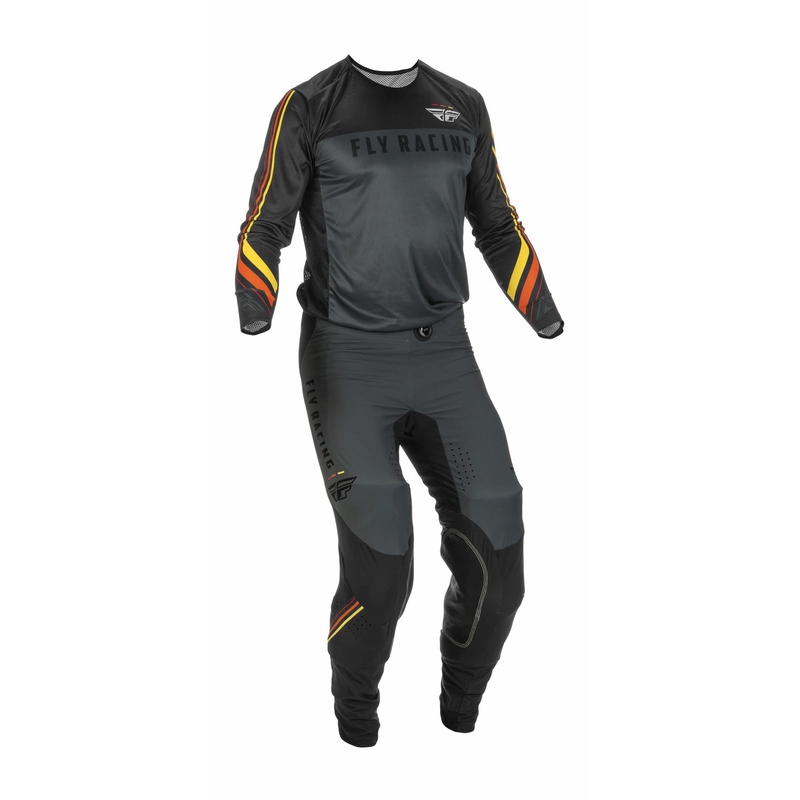 Spodnie motocrossowe FLY Racing Lite 2022 czerwono-żółto-szare