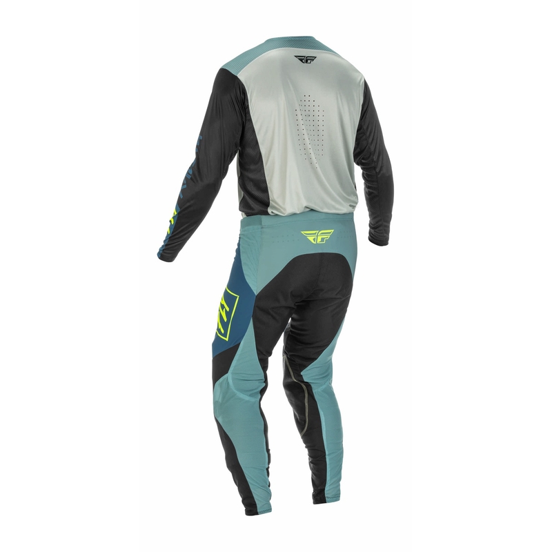 Spodnie motocrossowe FLY Racing Lite 2022 szaro-turkusowe hi-vis