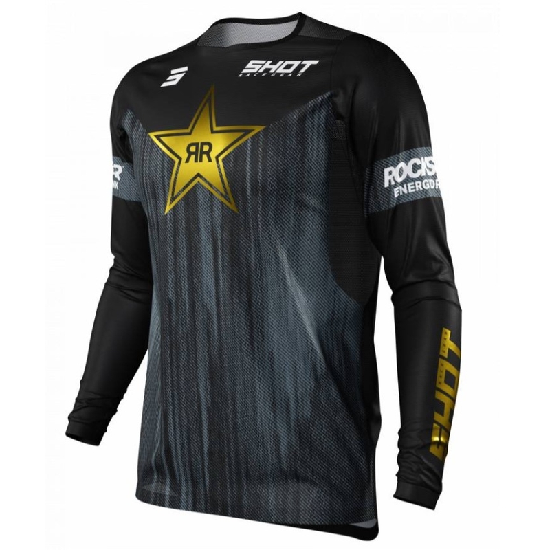 Koszulka motocrossowa Shot Contact Replica Rockstar 2022 czarna wyprzedaż