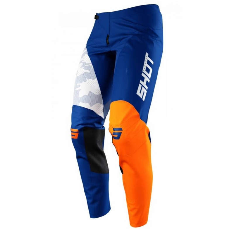 Spodnie motocrossowe Shot Contact Camo blue-white-orange outlet. wyprzedaż