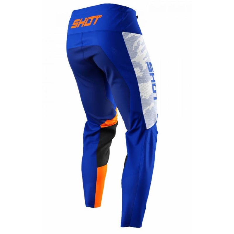 Spodnie motocrossowe Shot Contact Camo blue-white-orange outlet. wyprzedaż