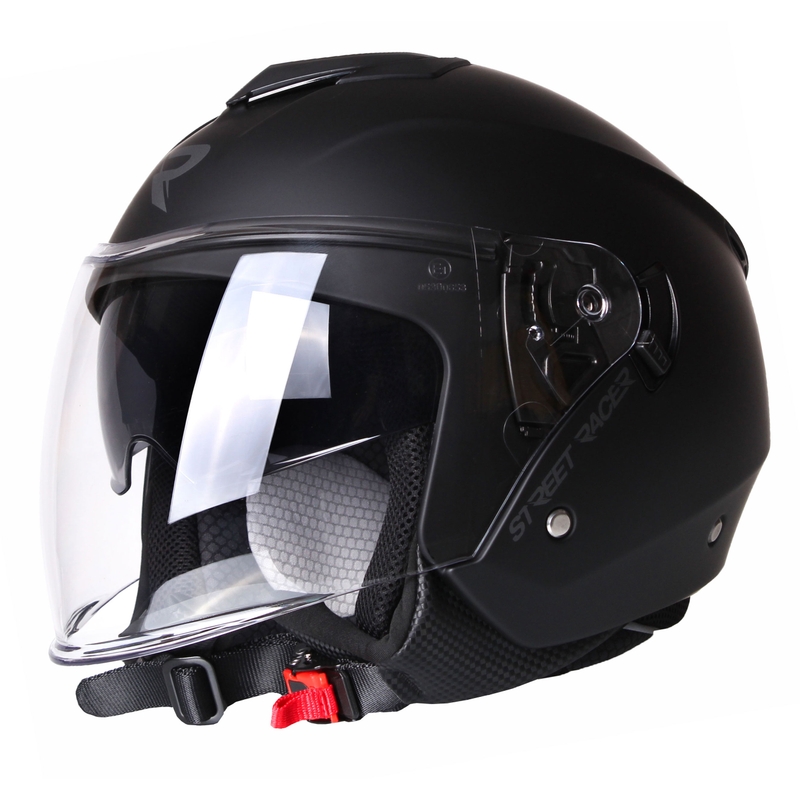 Kask motocyklowy otwarty Street Racer Pilot Black Matte
