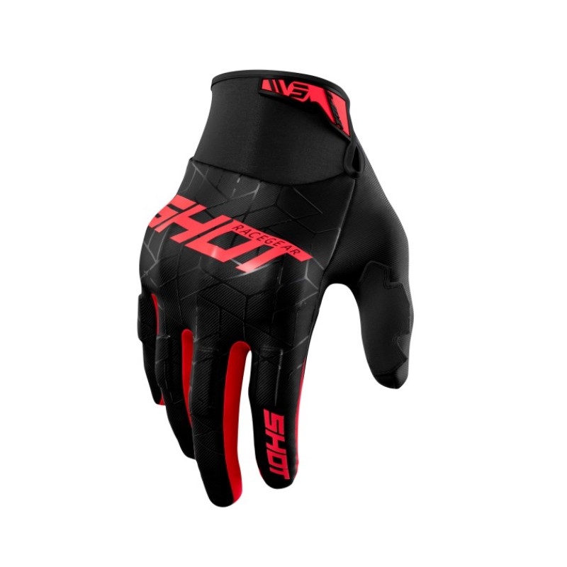 Rękawice motocrossowe Shot Drift Spider czarno-czerwone wyprzedaż