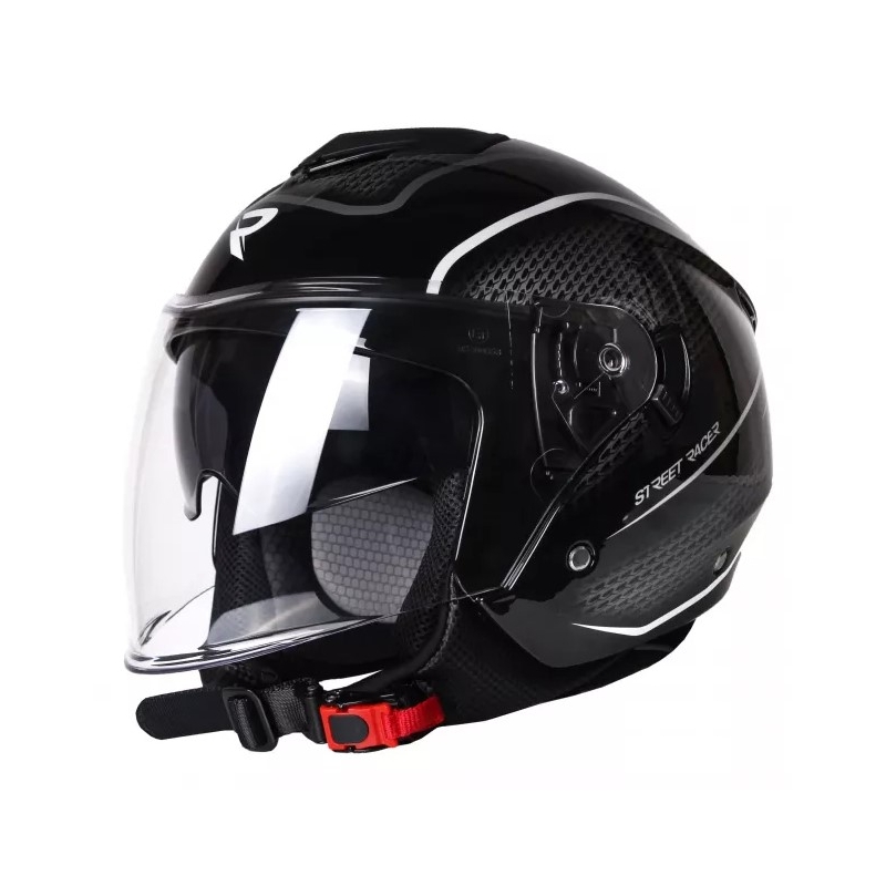 Kask otwarty dla Street Racer Pilot czarno-biały