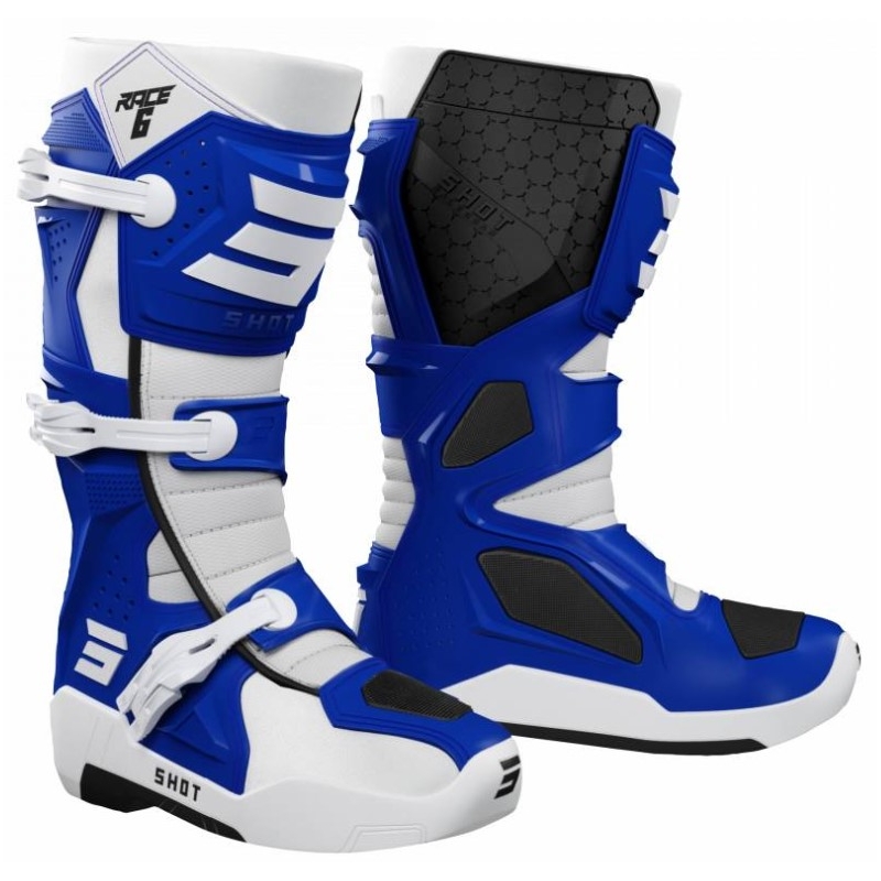 Shot Race 6 buty motocyklowe białe i niebieskie