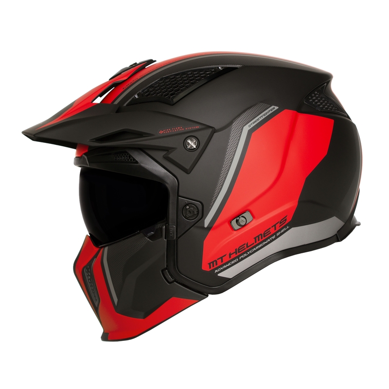 Otwarty hełm z maską MT Streetfighter SV TWIN C5 0.5 czarno-czerwony wyprzedaż