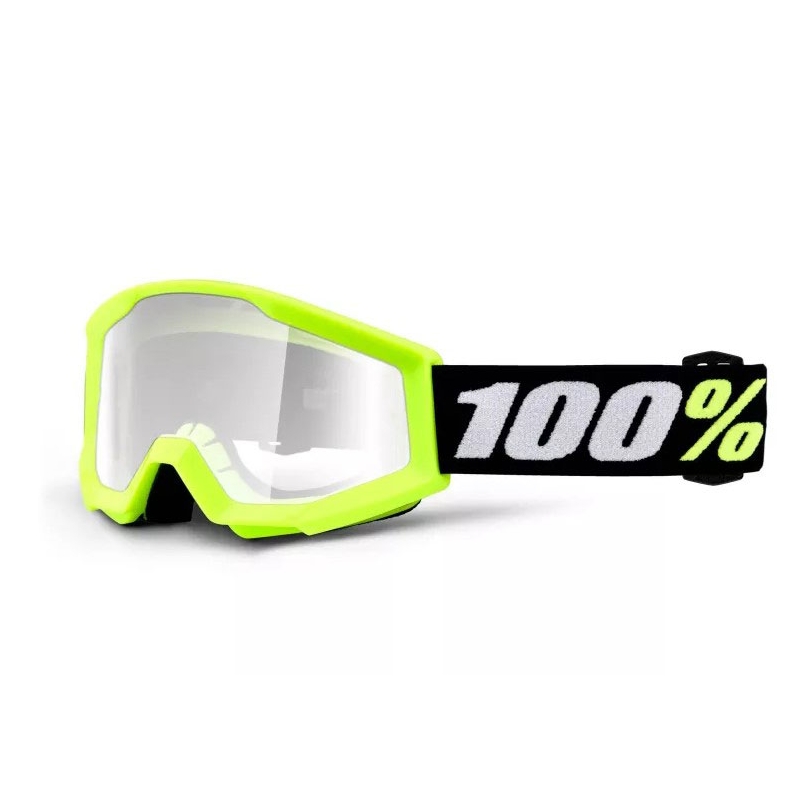 Gogle 100% Strata Mini fluo żółte dziecięce (szyba przezroczysta)