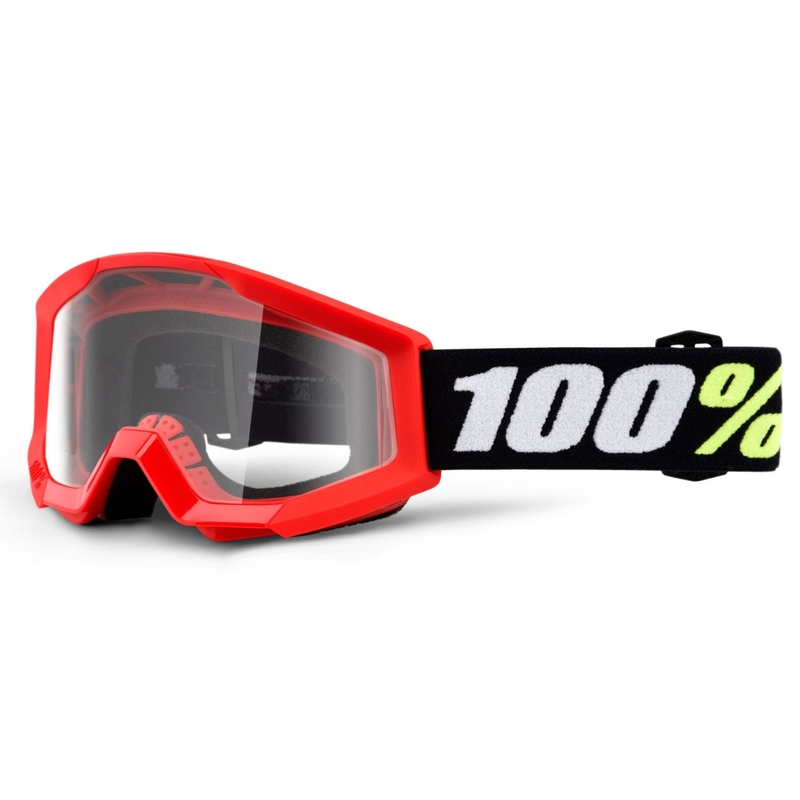 Gogle 100% Strata Mini Gron czerwone dziecięce (szyba przezroczysta)